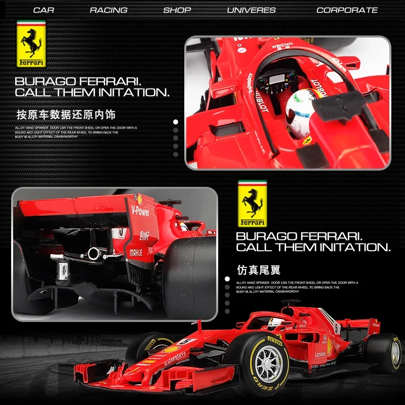 Bburago 1:18 Ferrari 2018 SF71-5 Alloy F1 Car Model Die-casting Model Car Simulation Car Decoration Collection Gift Toy