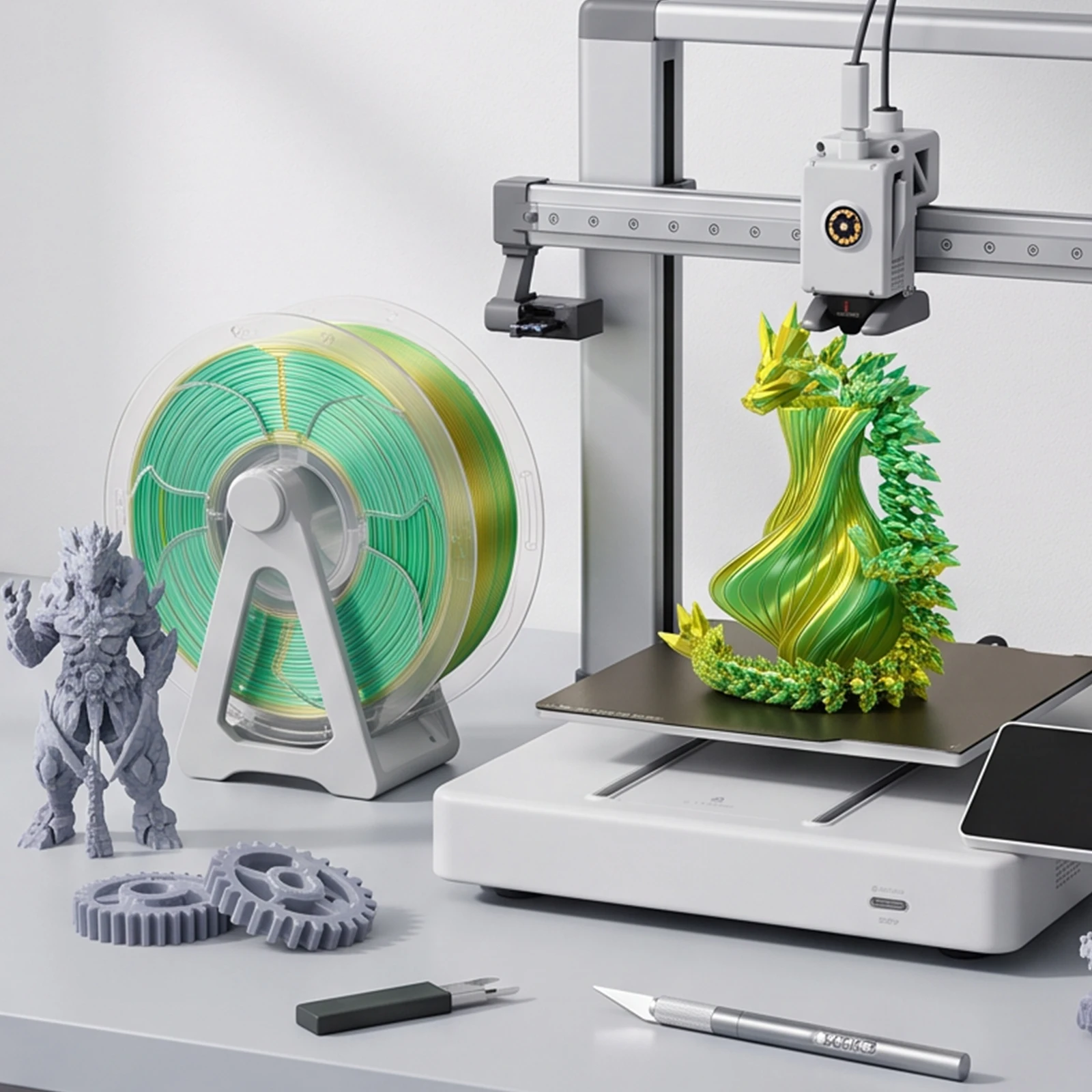 Gradient Bicolor PLA Filament 1.75mm Dual Color Silk Shiny FDM 3D Printer 250g Spool Low Warping Clog-free