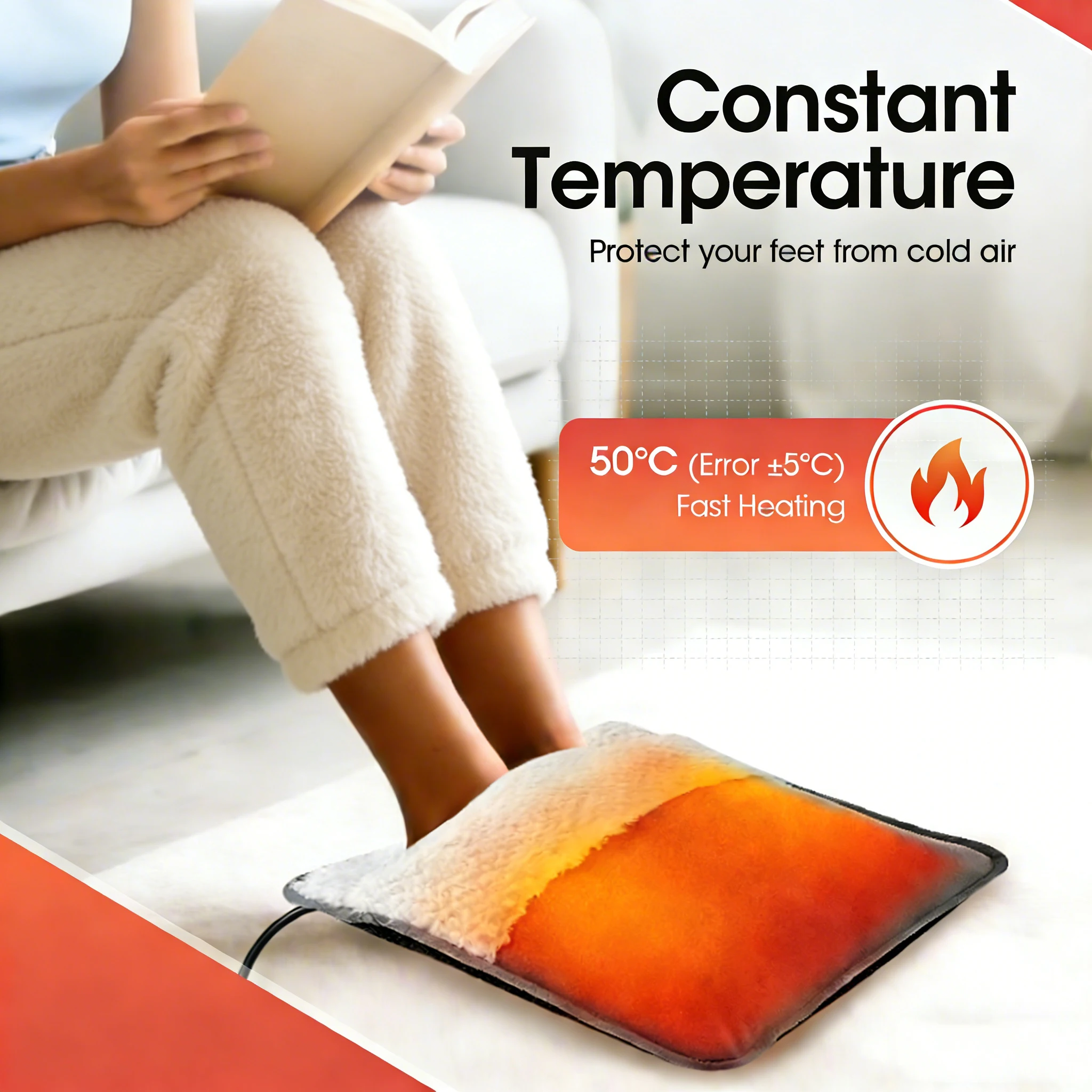 

Winter Electric Foot Heating Pad USB Charging Soft Plush Washable Foot Warmer Heater Improve Sleeping Household Foot Warming Mat