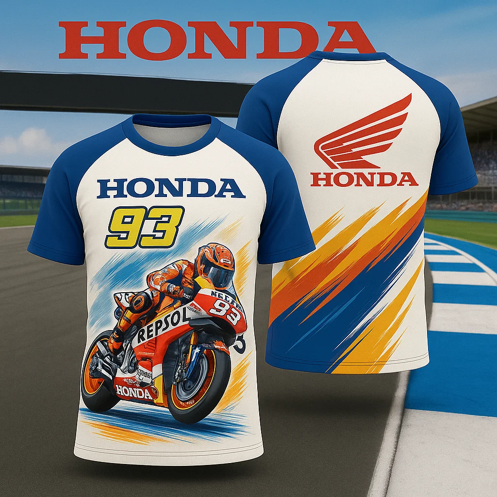 Honda Motorcycle Racing T-shirt for Men Quick Drying Breathable Summer Short Sleeve Top for Moto Riders and Outdoor Sports
