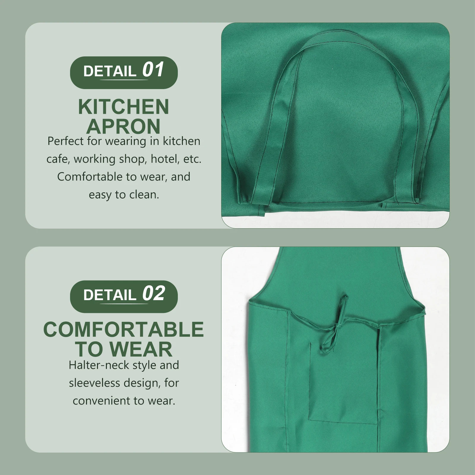 

Protective Halter Neck Sleeveless Dacron Adjustable Bib Apron With Pockets For Kitchen Cafe Hotel Workshops 60x85cm White
