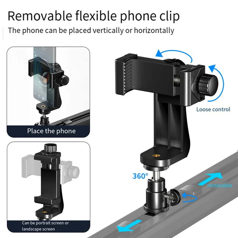 SYDS Suporte de microfone ajustável de 360 graus com suporte para telefone Suporte de microfone com braço de lança resistente para transmissão ao vivo
