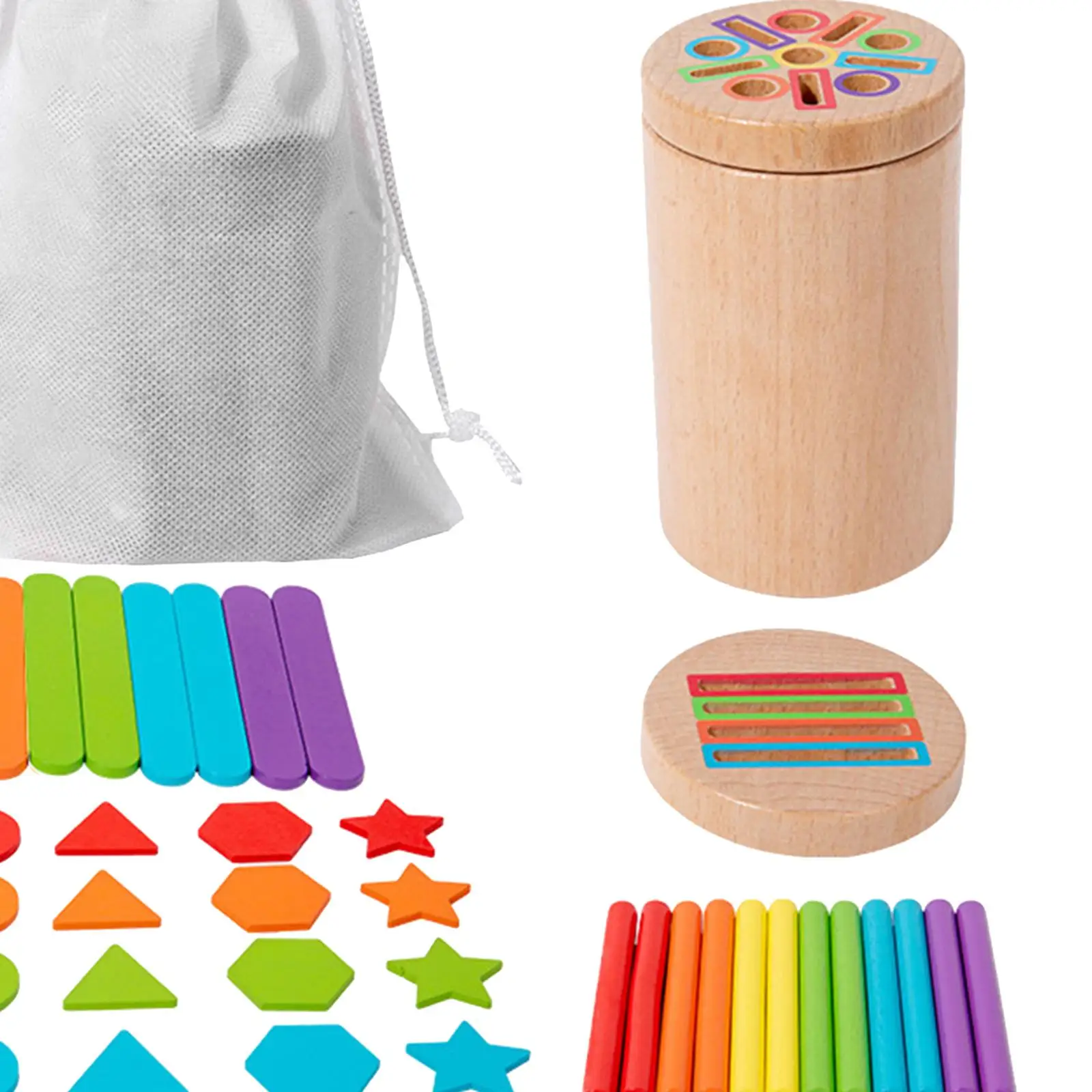 Palos Montessori, juguete sensorial con bolsa de almacenamiento, desarrollo educativo, juguete de clasificación a juego de colores para niños pequeños, guardería