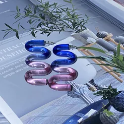 European and American runway style high transparent color gradient acrylic resin earrings fashion personality geometric earrings