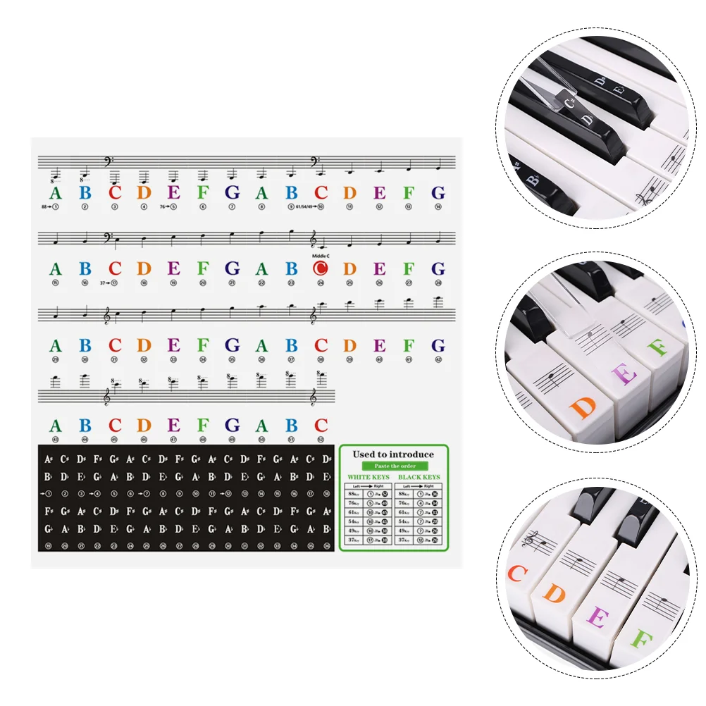 

Piano Stickers Notes Silicon Practice Musical Keyboard Sheet Accessories Letter Decals Keyboards Nail Beginner Simple