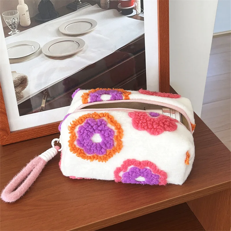 Large Capacity Makeup Bag for Women Tote Travel Cosmetic Case Flower Print Toiletry Bag with Handle Hand Carry Organizer Pouch