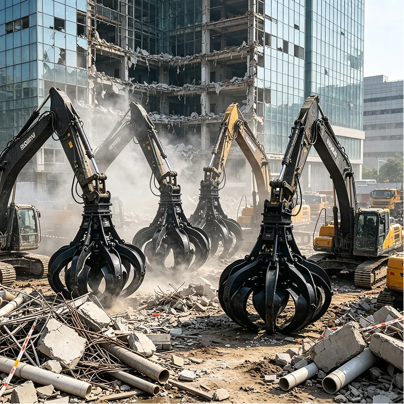 Heavy Duty Scrap Grapple Excavator Orange Peel Hydraulic Attachment for Metal Recycling Construction Waste and Demolition Work