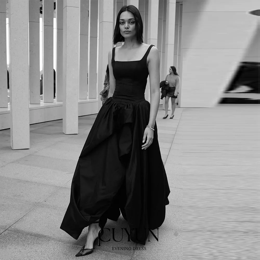 

Платье CUYUN на заказ, простое, для вечеринок, на тонких бретелях, без рукавов, черное, для женщин, модное, для повседневной носки