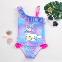 Cinnamoroll Girls Swimsuit Mermaid Fish Scale One-Piece Bathing Suits Children's Dresses Summer Swimwear Beach Suit Kids Wear