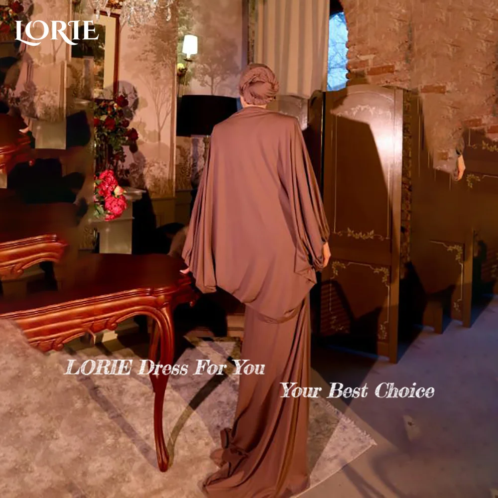 LORIE Muslim Crepe Evening Dress A-Line Flared Sleeve Bobycon Prom Dress Long Sleeve Party Gown Customized Brithdays Dress