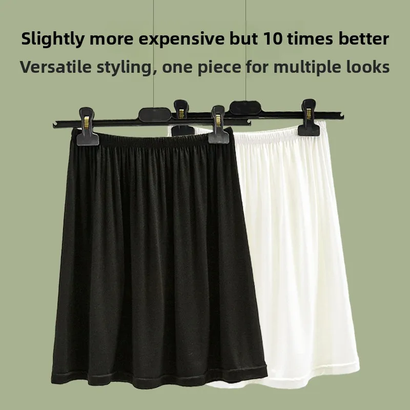 

Modale Half Skirt for Women Spring Summer Home Wear Base Layer Briefing Hip Cover Fashionable White Dress High Waist Midi Skirt