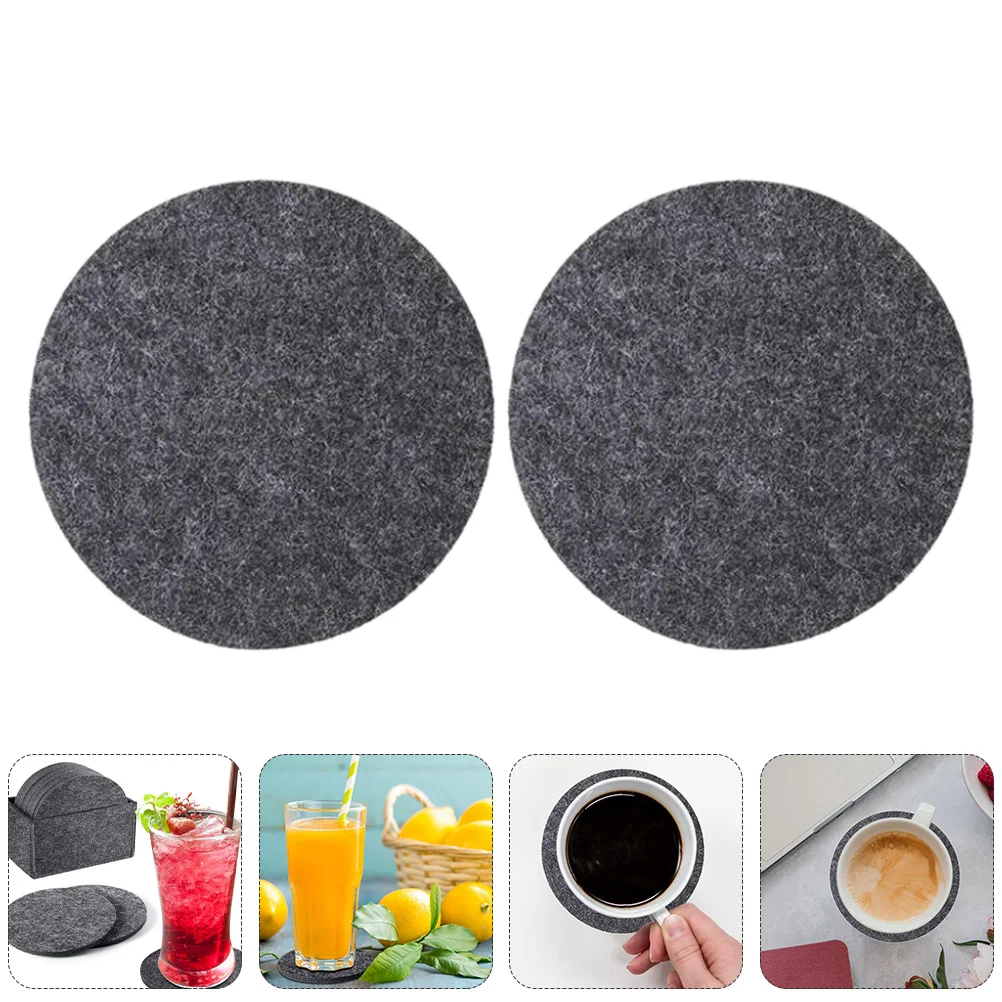 

12Pcs Felt Placemat Dark Grey Heat-Resistant Round Coaster Absorbent Table Mats Suitable for Dining Kitchen Home Use