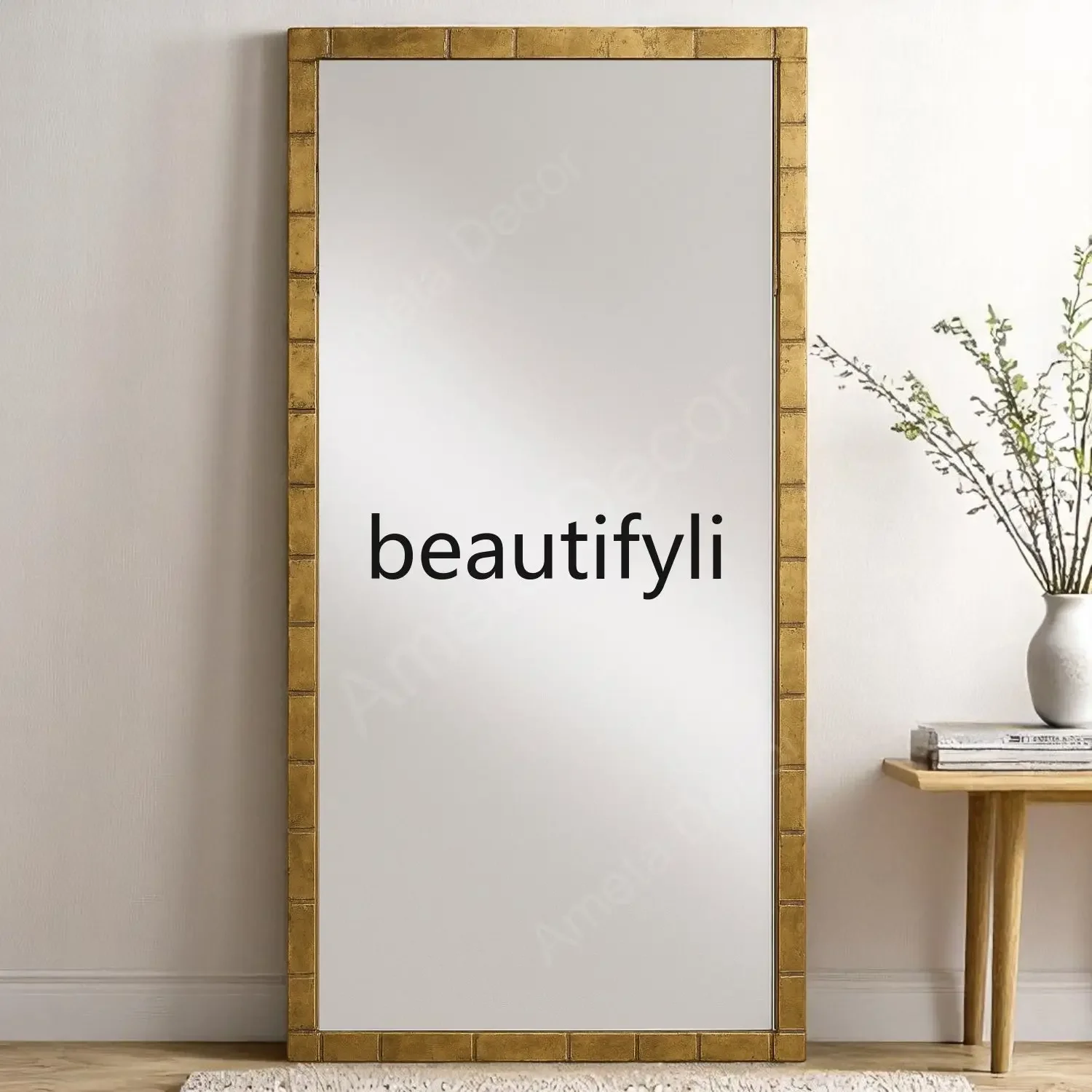 

A50 French retro full-length mirror American living room floor fitting mirror household bedroom full-length mirror medieval