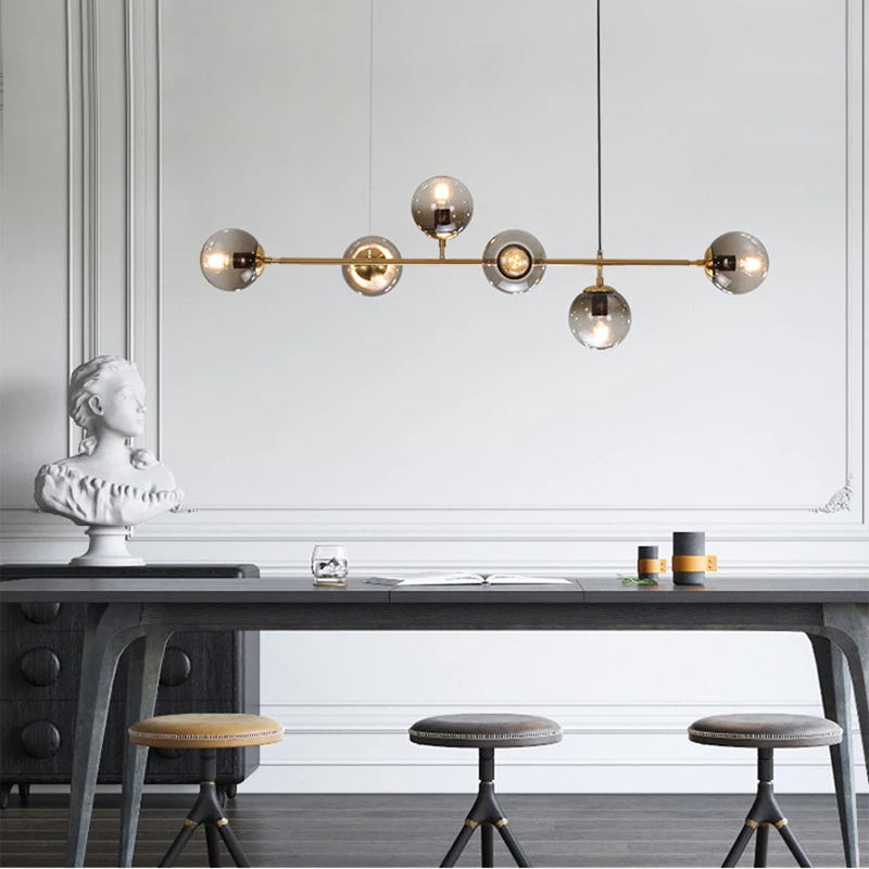 Imagem -02 - Modern Nordic Led Pendant Light Bola de Vidro Suspensão Luminária Decoração de Casa Lustre Preto Dourado Lâmpada Pendurada Sala de Jantar