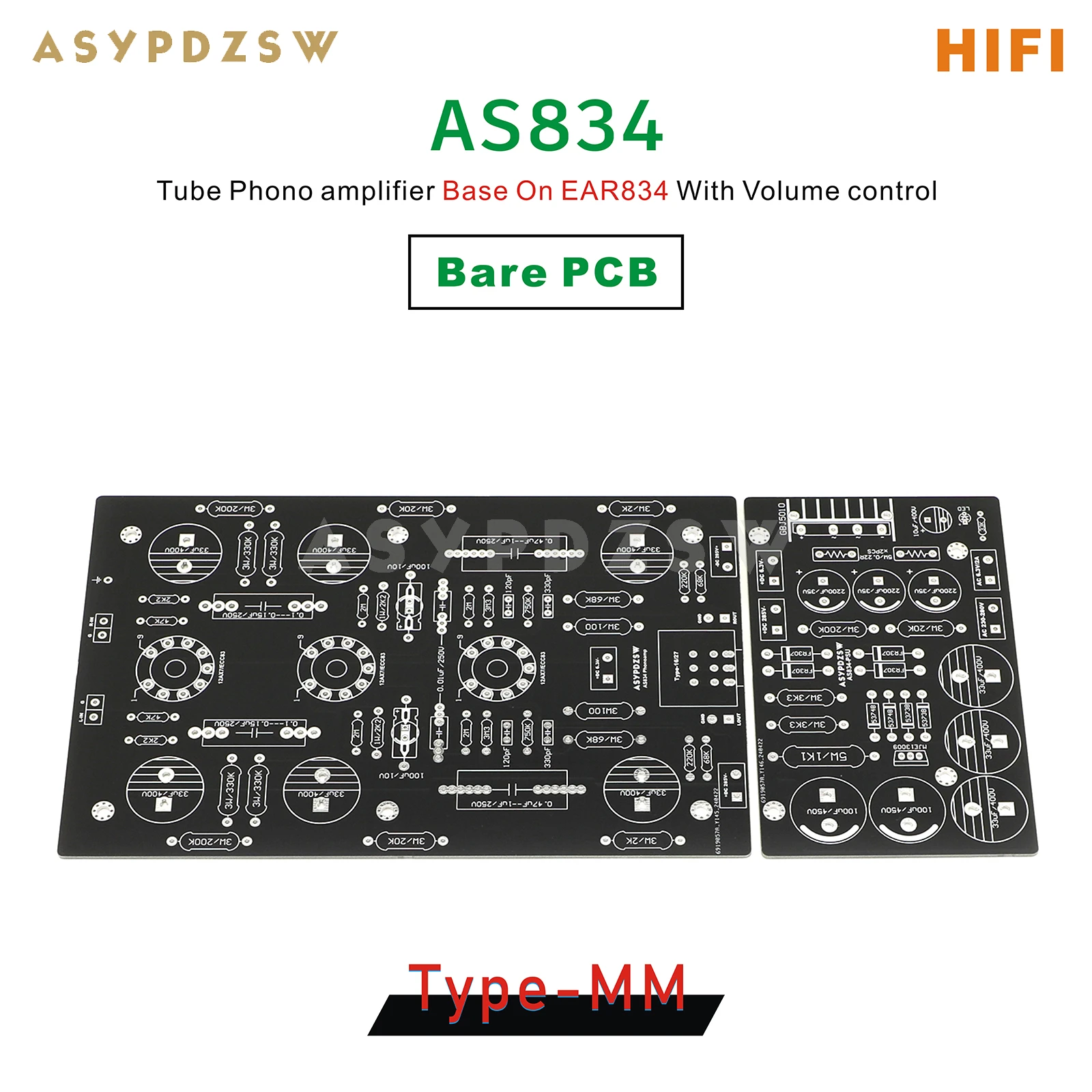 ASYPDZSW AS834 HIFI MM RIAA Turntables EAR834 Tube Phono Amplifier Bare PCB