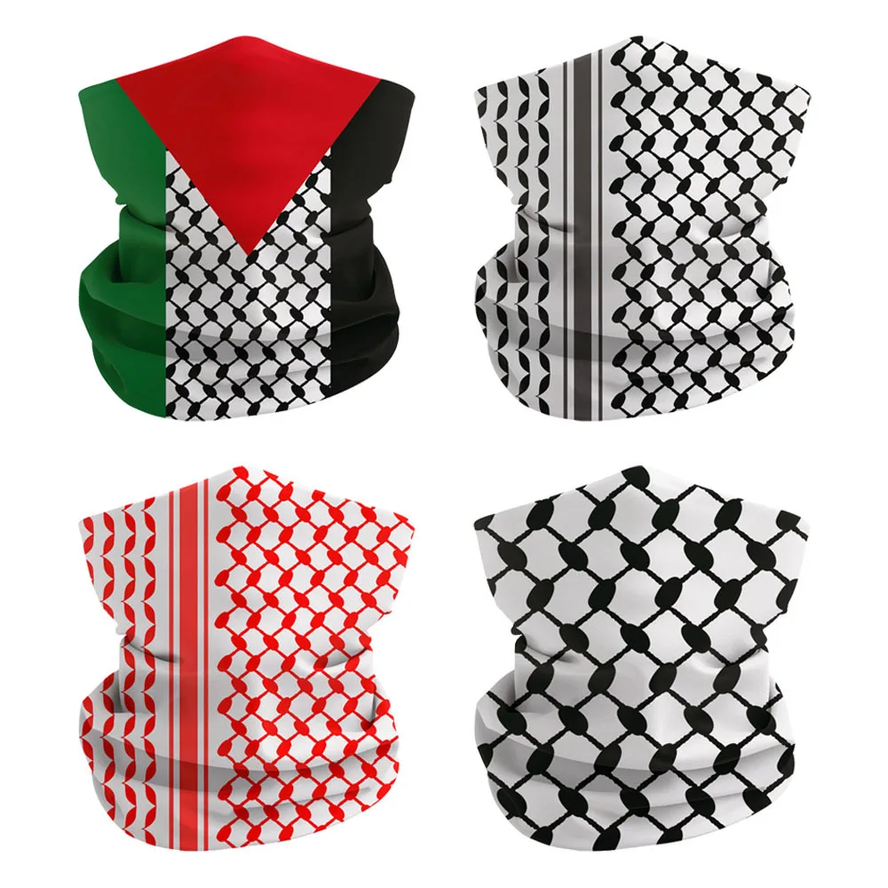 YIXIN Palestinian Keffiyeh Bandanas Palestine  Arabia Flag Pattern Headwear Neck Gaiter Warmer West Asia National Flag Face Band