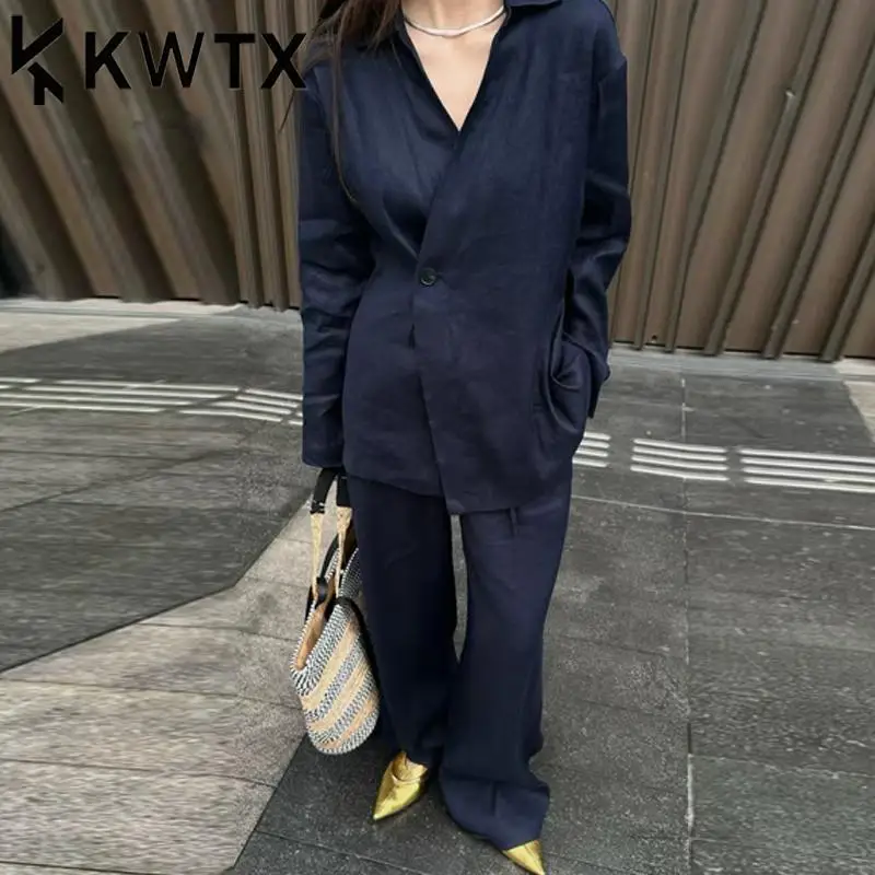 

KWTX Linen Shirt & Wide Leg Pants Set 2PC Solid Color Chic Minimalist Comfy Elegant Luxe Spring Summer 2025 Outfit