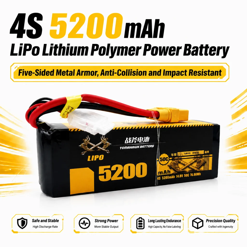 Tomahawk 4S 5200mAh 50C Hard Case LiPo Battery – 14.8V