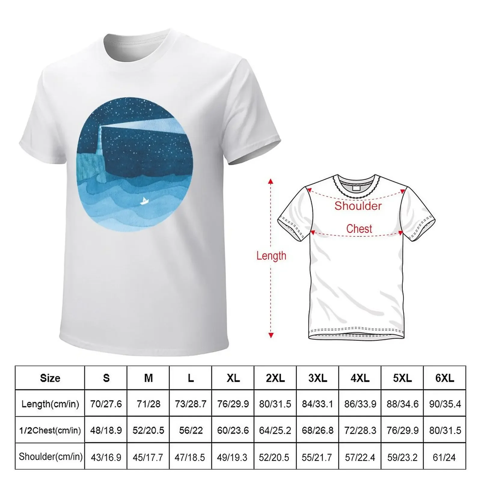 Lighthouse, blue ocean T-shirt quick-drying Blouse cute clothes workout shirts for men