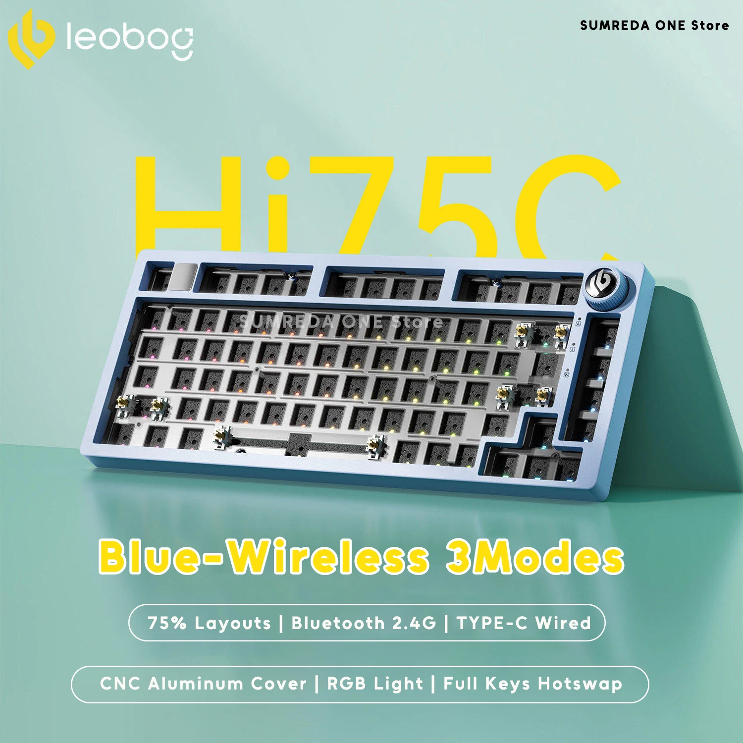 Leobog Hi75C Gaming Aluminum Wireless Mechanical Keyboard Kit Hi75 Hi75C Pro 81Keys Bluetooth 2.4G Wired Hotswap Gamer Keyboard image 3