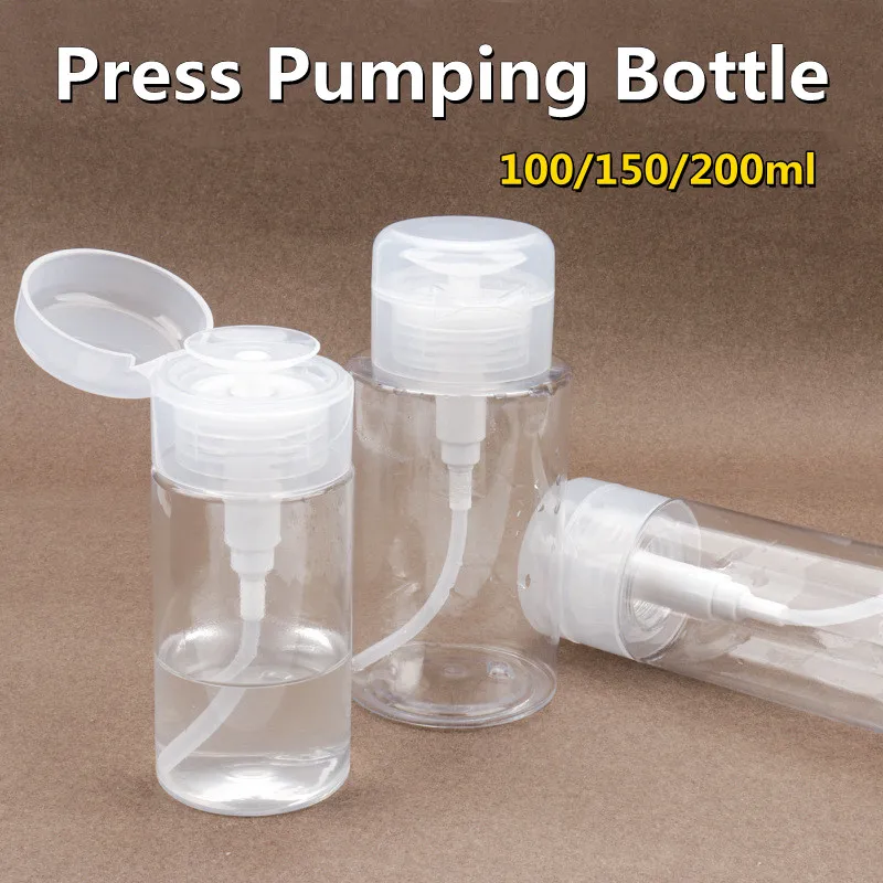 Heet 100/150/200Ml Navulbare Push-Down Lege Pomp Dispenser Fles Nagellak Verwijderaar Fles Draagbare Reis Vloeibare Containers