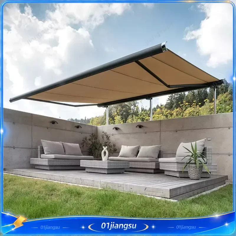 Electric Retractable Awning Aluminum Folding Arm Waterproof UV Protection Outdoor Patio Sun Shade Canopy Garden Terrace Cover