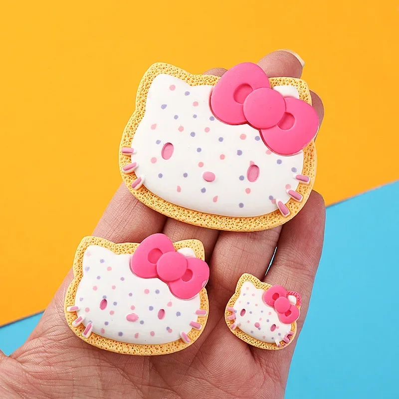3 tamaños Sanrio Hello Kitty galleta resina Flatback DIY lunares grandes cabeza de gato accesorios de joyería materiales artesanales hechos a mano