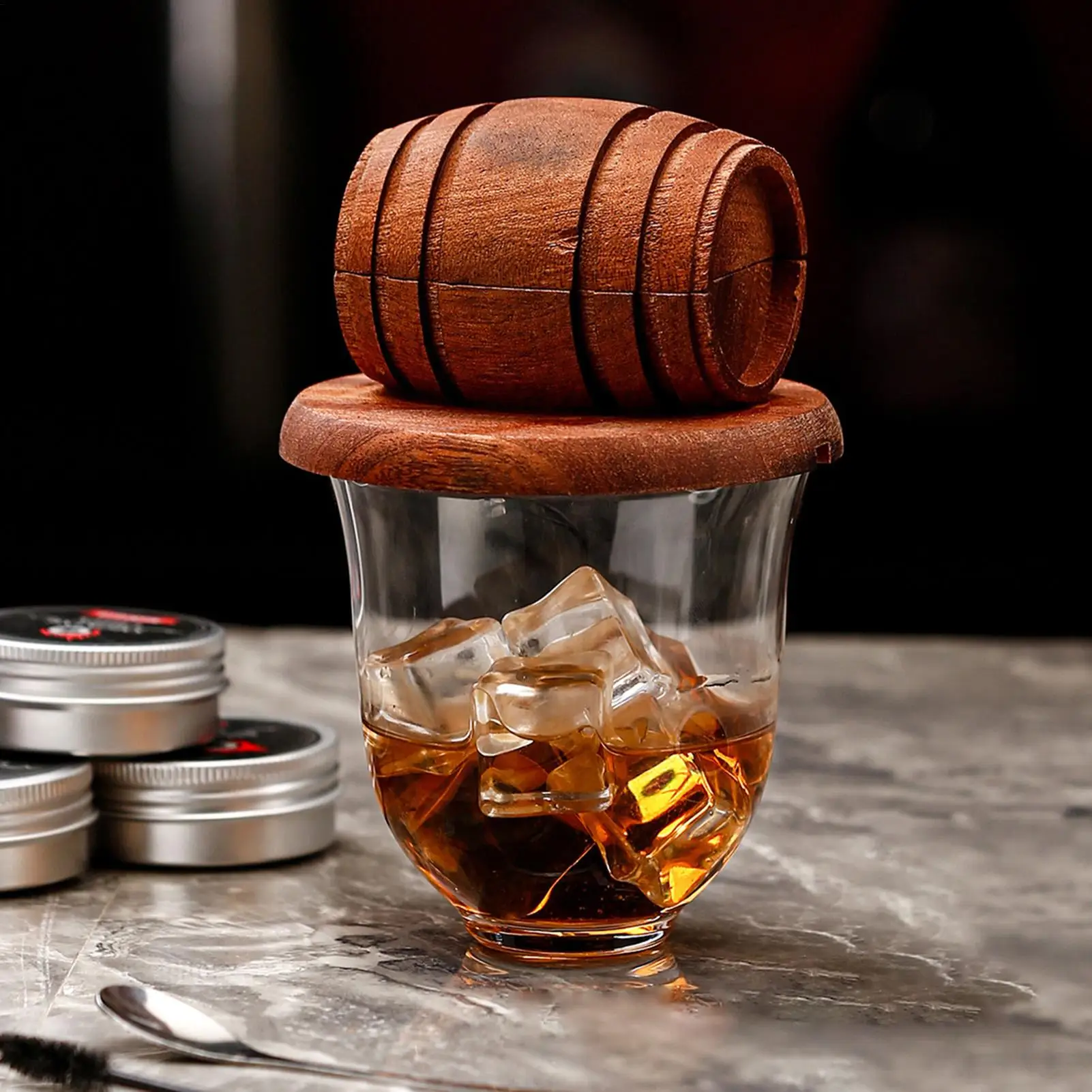 Whiskey Smoker Wooden Spirits Infuser Bar Tool Whiskey Cocktail Smoker for Men Dad Husband Father Boyfriend Him Family Friends