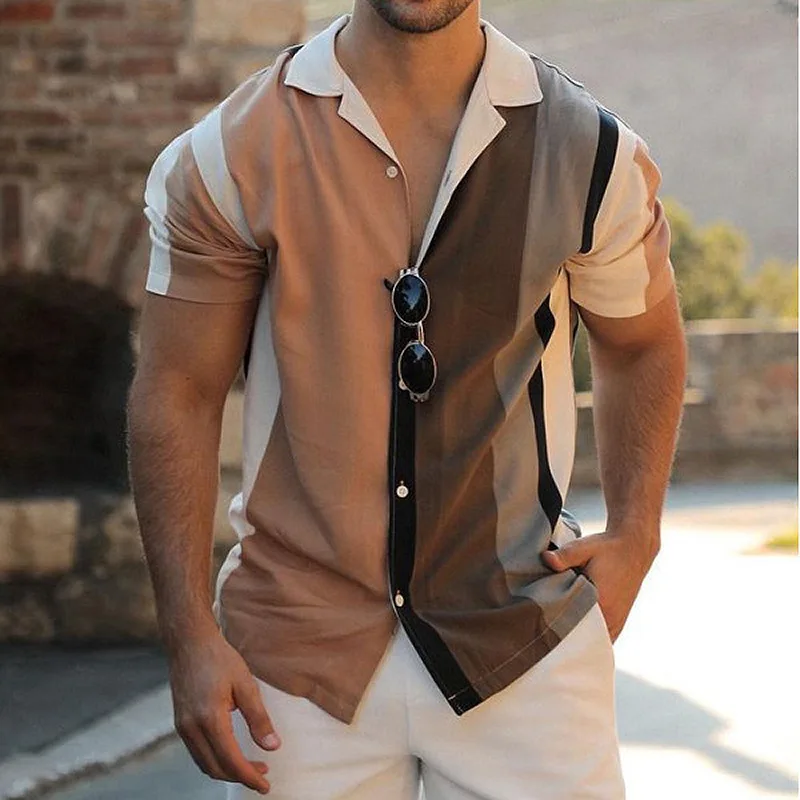 Versatile Hot-Selling Men's Printed Hawaiian Beach Casual Short Sleeve Shirt Cardigan