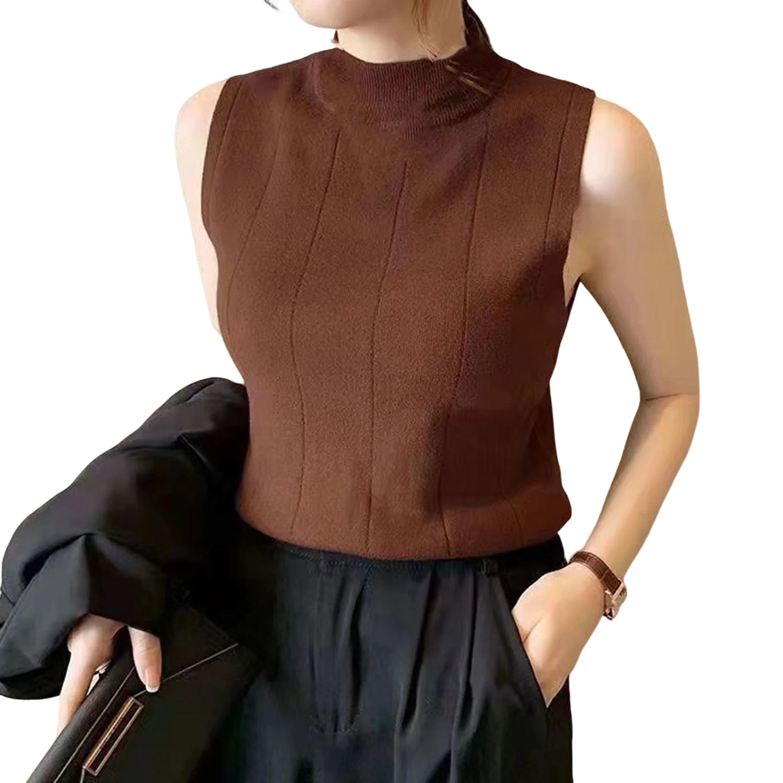 Women's Mock Neck Short Blouse Basic All  Short Shirts for Daily Wear Business Performance