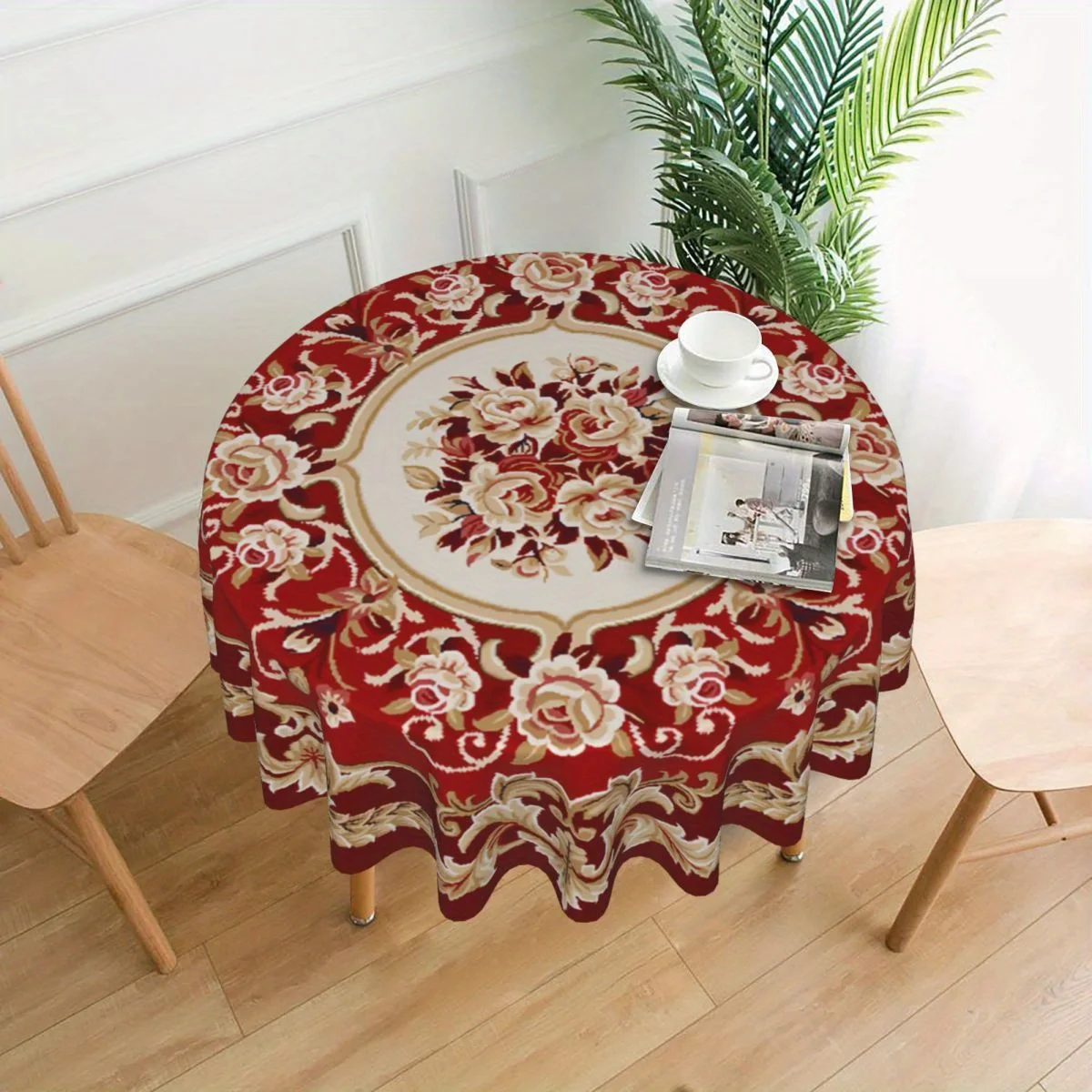 1Pc Round Polyester Printed Tablecloth. Table Tablecloth. Coffee Table Cover. Holiday Party Venue Arrangement