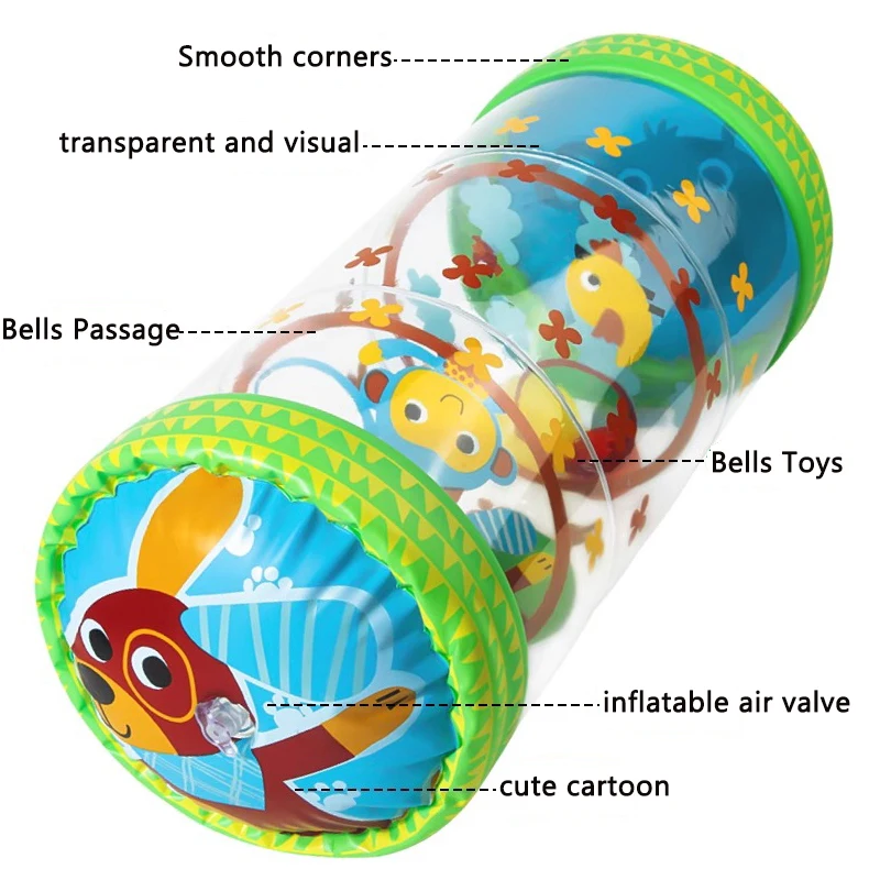 Rodillo inflable para gatear para bebés, sonajeros de juguete, juegos para el desarrollo de bebés de 6 a 12 meses, juguete para gatear, juguetes educativos para hacer ejercicio