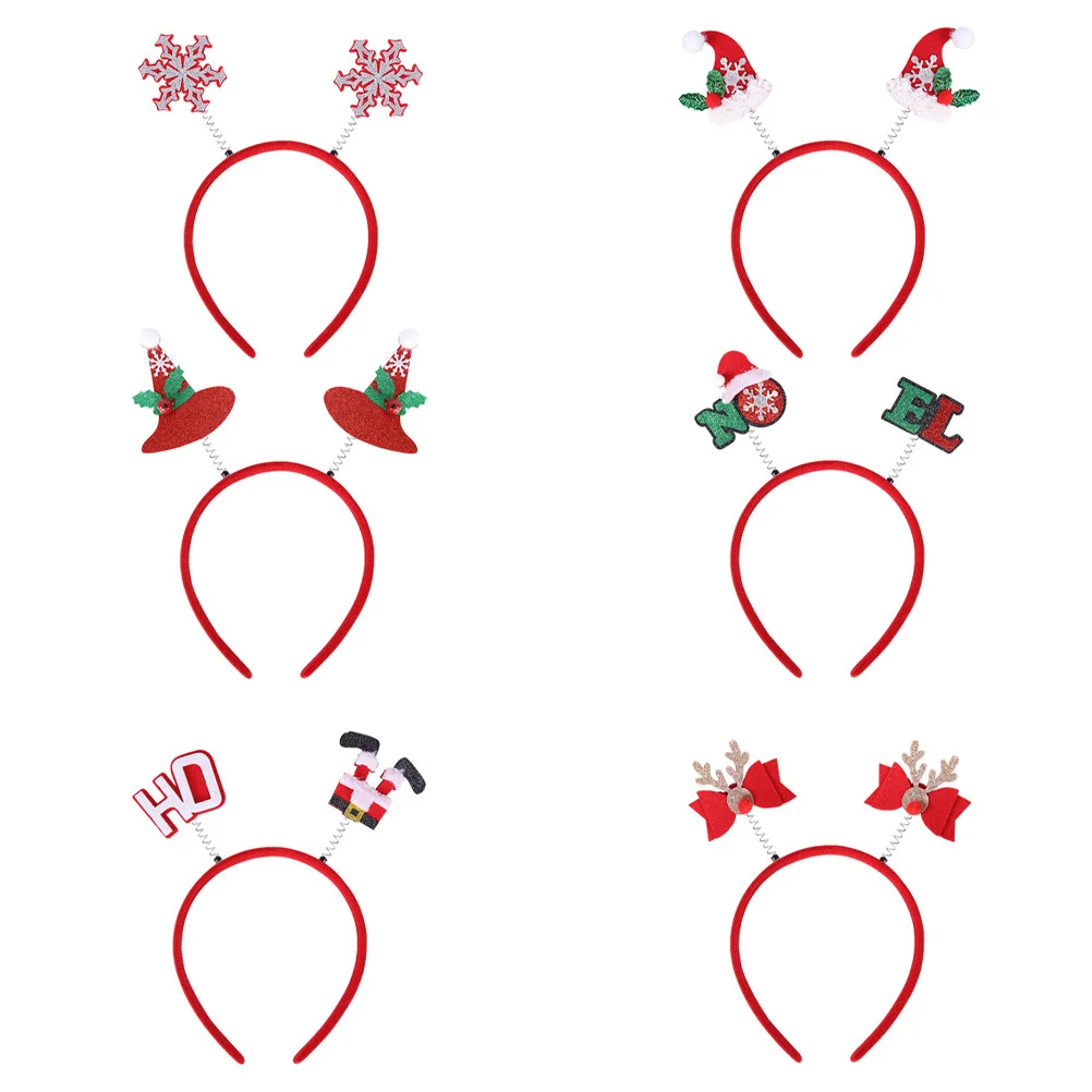 

6Pcs Christmas Headwear Party Hair Hoops Lovely Durable Xmas Spring Headband Holiday Fun Christmas Headdress Xmas Headband