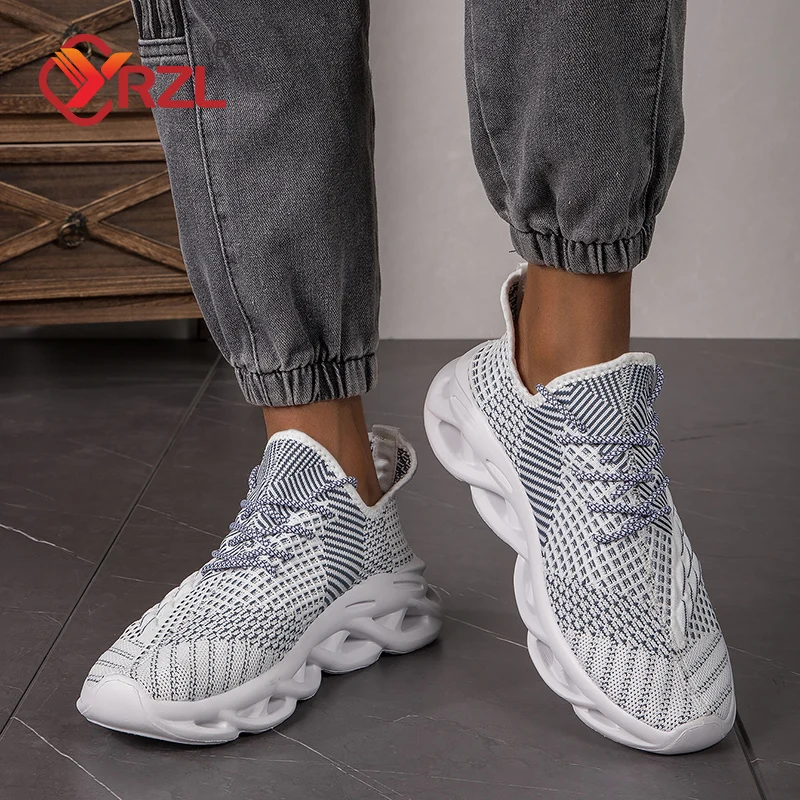 YRZL-Zapatillas deportivas de malla transpirable para hombre, zapatos informales para correr y trotar, para exteriores, ligeros, con absorción de impacto