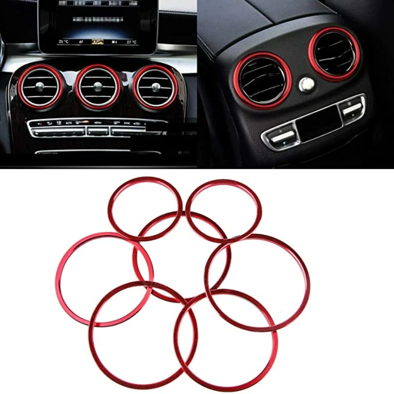 7pcs AC Air Outlet Vent Front Real Side Rings Trims Cover for Mercedes Benz C Class W205 C180 C200 C250 C300 C350 C63 AMG GLC