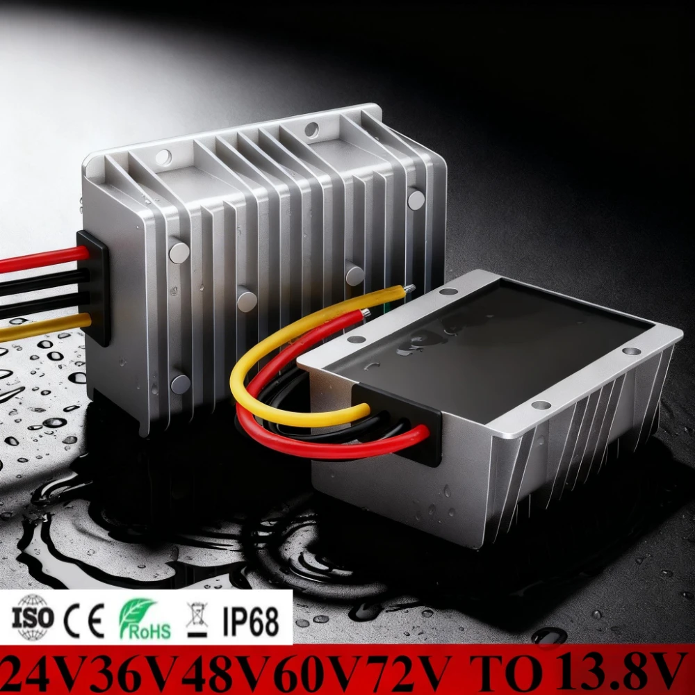 Waterproof DC power converter 18V-90V to 13.8V 48V to 13.8V voltage reduction module 60V/72V to 13.8V vehicle voltage regulator