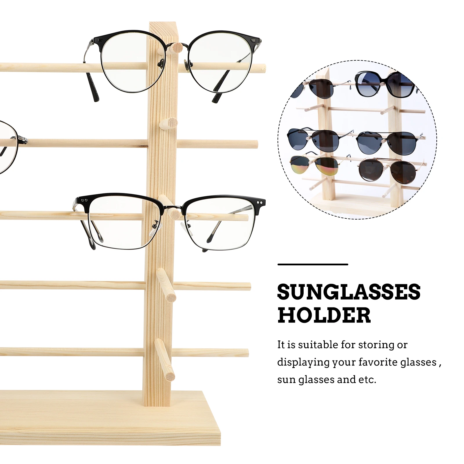 10 أزواج من حامل عرض النظارات الخشبية لمتجر المنزل وحامل النظارات الشمسية ورف تخزين المجوهرات المزخرفة #4