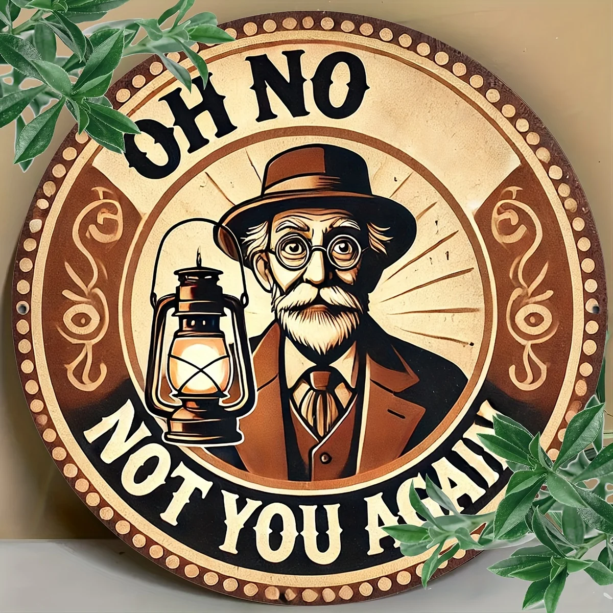 Lustiges Metall-Blechschild „Oh No, Not You Again“ – 20,3 x 20,3 cm |   Einzigartige Wandkunst für Zuhause, Café, Bar, Wohnung, Restaurant und Wohnzimmer