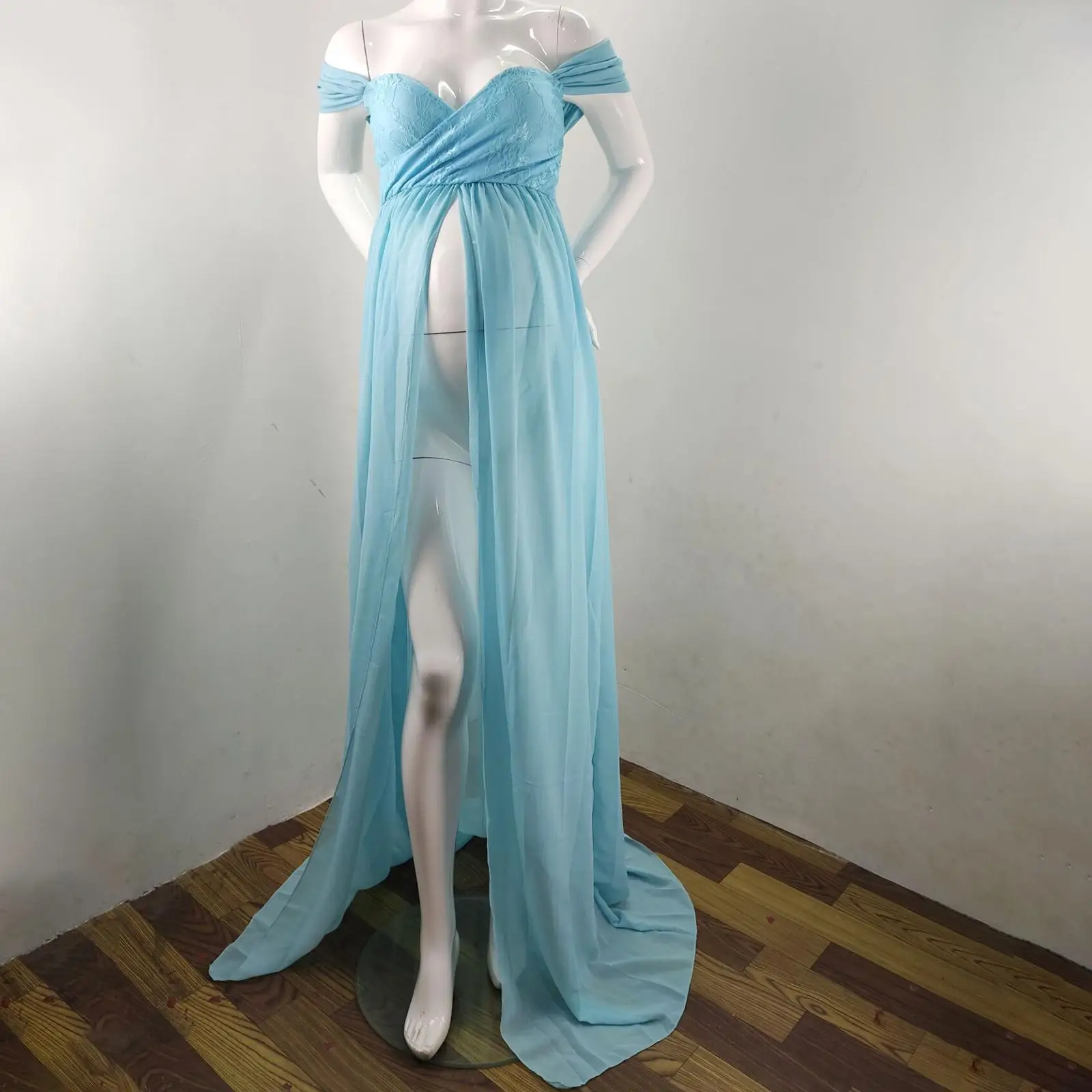 فستان نسائي طويل للحوامل للتصوير الفوتوغرافي وحفلات الزفاف مقاس XL باللون الأرجواني