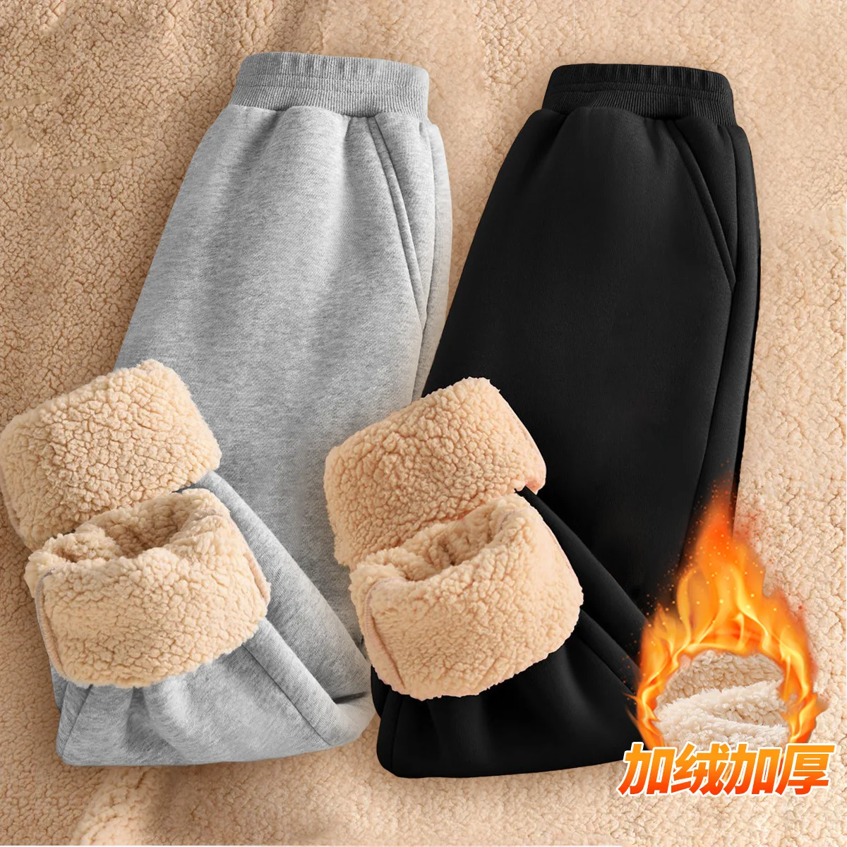 

Autumn Winter Kids Boys Pants Lamb Fleece Casual Thickened Teenager Boys Sports Pant Versatile Warm Solid Children Boys Pants