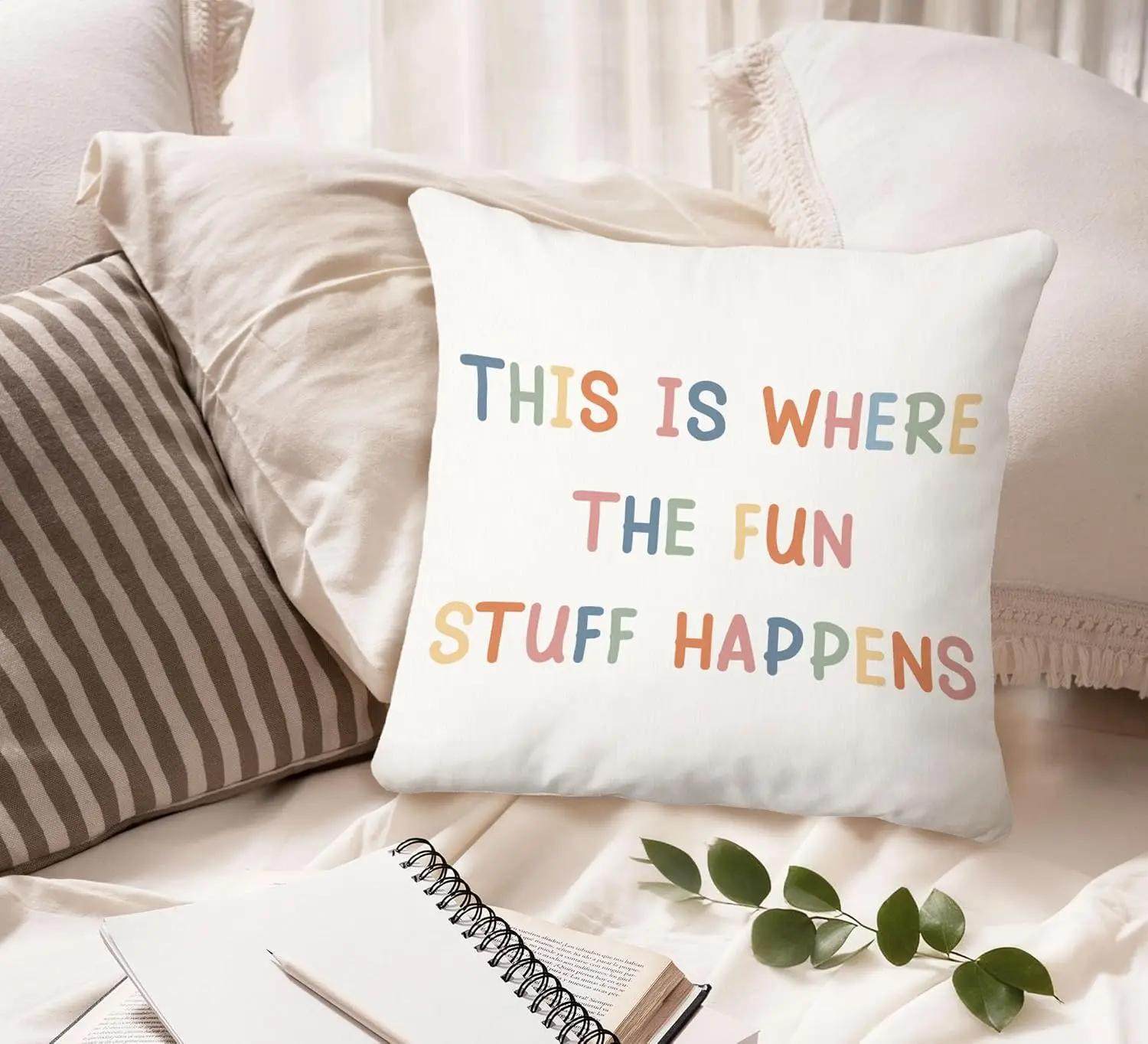 Trendy Fun Stuff Happens Pillowcase Cover 45x45cm Cushion Pillow for Bedroom Decor Gift