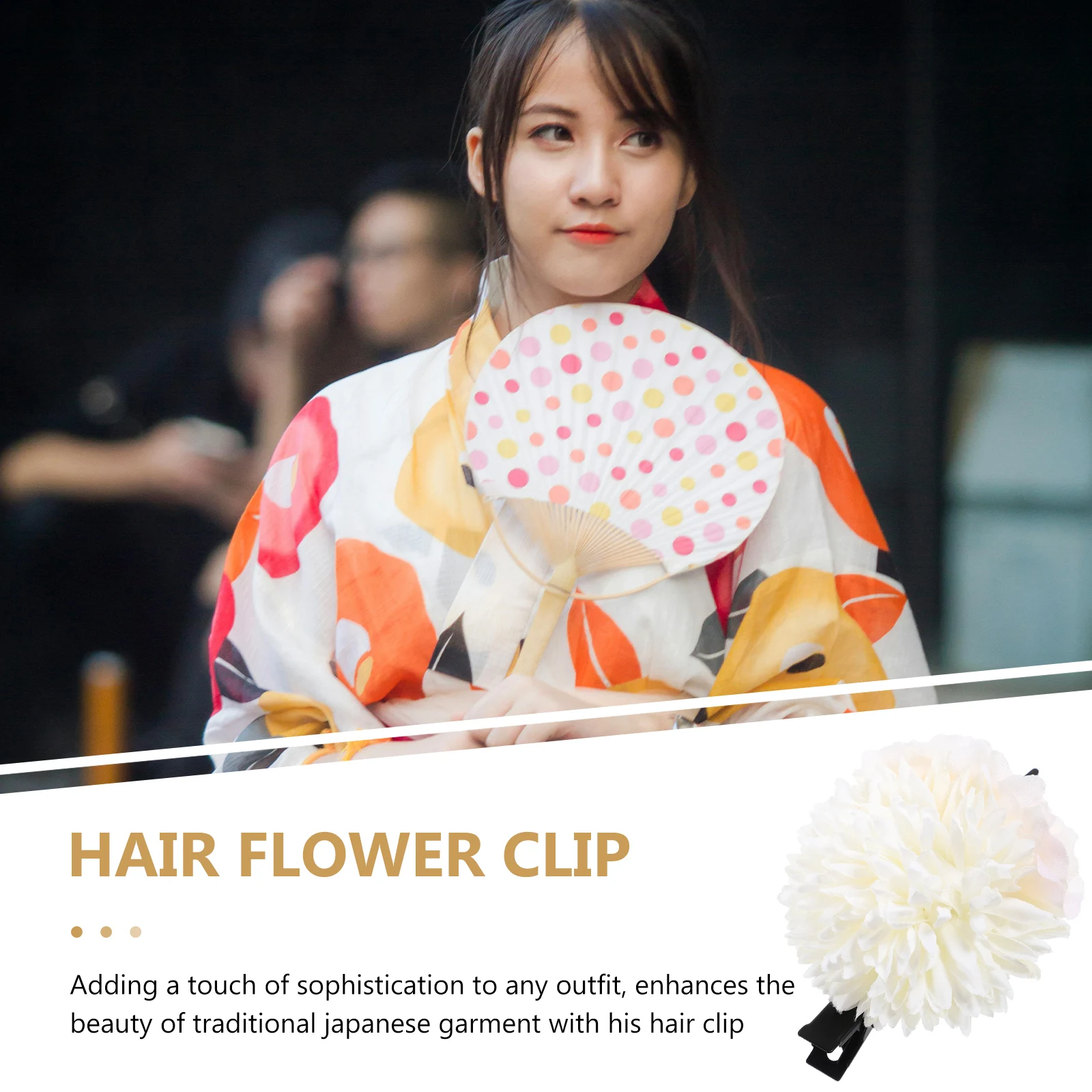 

Kimono Hair Clip Chrysanthemum Silk Flower Accessories Women Rhinestones Claw Charms Barrette Floral Bands Green Traditional