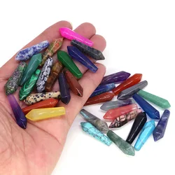 8x30mm Hexagonal Column Tower Point Wand Natural Healing Stone Amethyst Tiger Eye Crystal DIY Jewelry Pendant Necklace Earrings