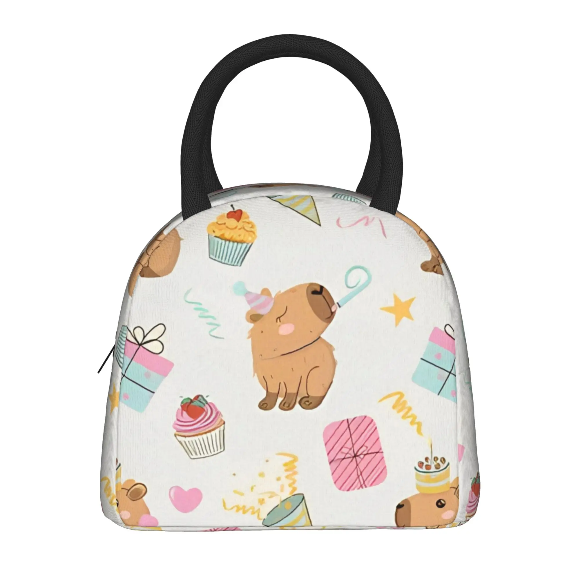 Cute Capibara Capybara  Insulated Lunch Bags Thermal Bag Reusable  Large Tote Lunch Box Food Handbags School  Outdoor