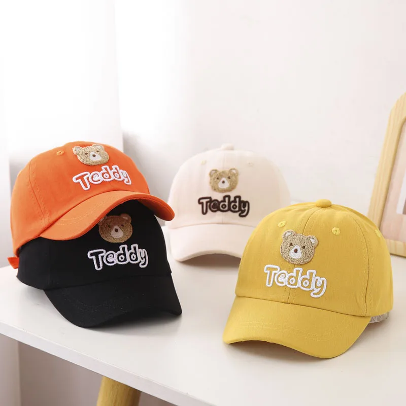 Embroidered Bear Baseball Cap For Children New Spring Summer Solid Sunhat Boys Girls Mesh Snapback Caps Kids Hip Hop Fishing Hat