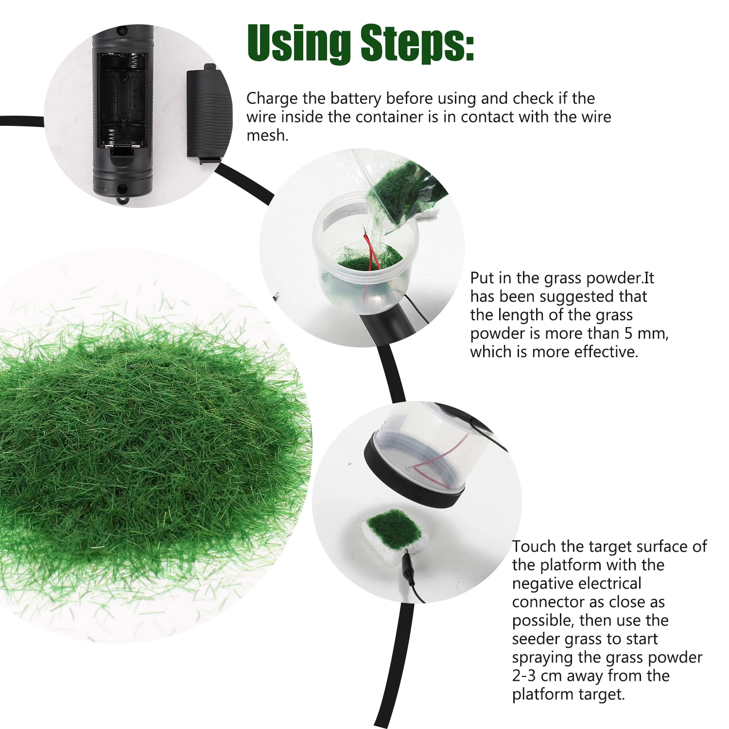 ABS Antiskid Handle Mini Static Grass Flocking Applicator with 4 Colors of Grasspowders for DIY Scenic Modelling Sand Table - view 3