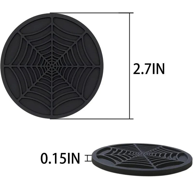Spider Web Car Coasters for Cup Holders, Funny Non-Slip Silicone Insert Ornaments Coasters, Automotive Cupholder Goth Accessorie
