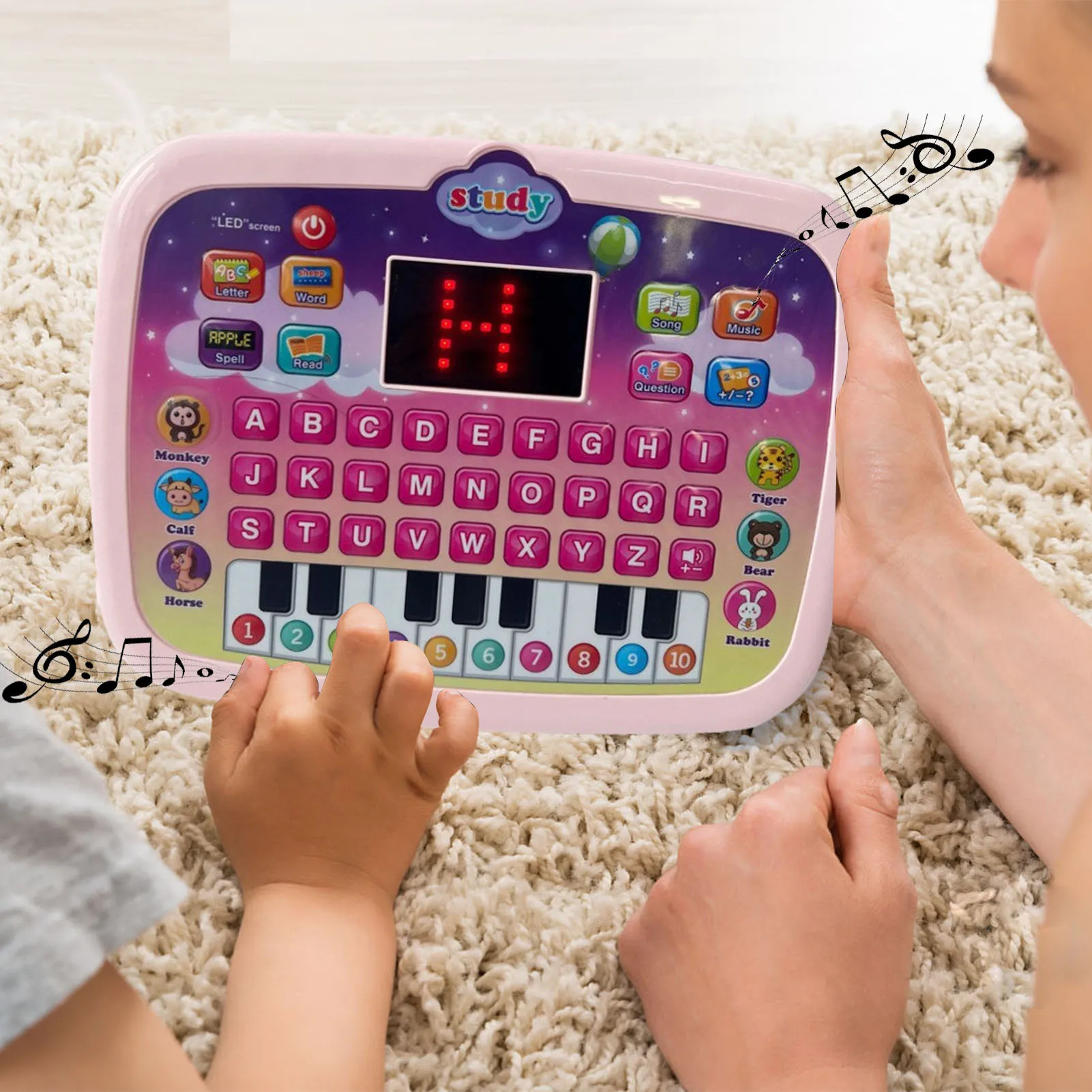 1〜4歳の子供向けの教育用タブレット,LEDディスプレイ付きの英語学習機