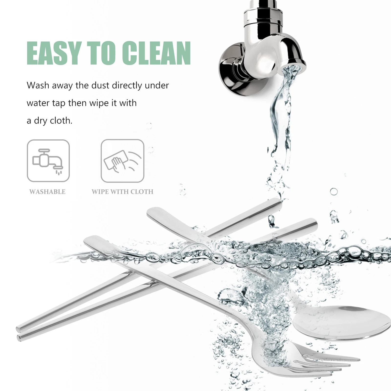 

1 set Portable Metal Utensil Set Stainless Steel Abs Lightweight Travel Cutlery for Beaches Picnics Backpacking