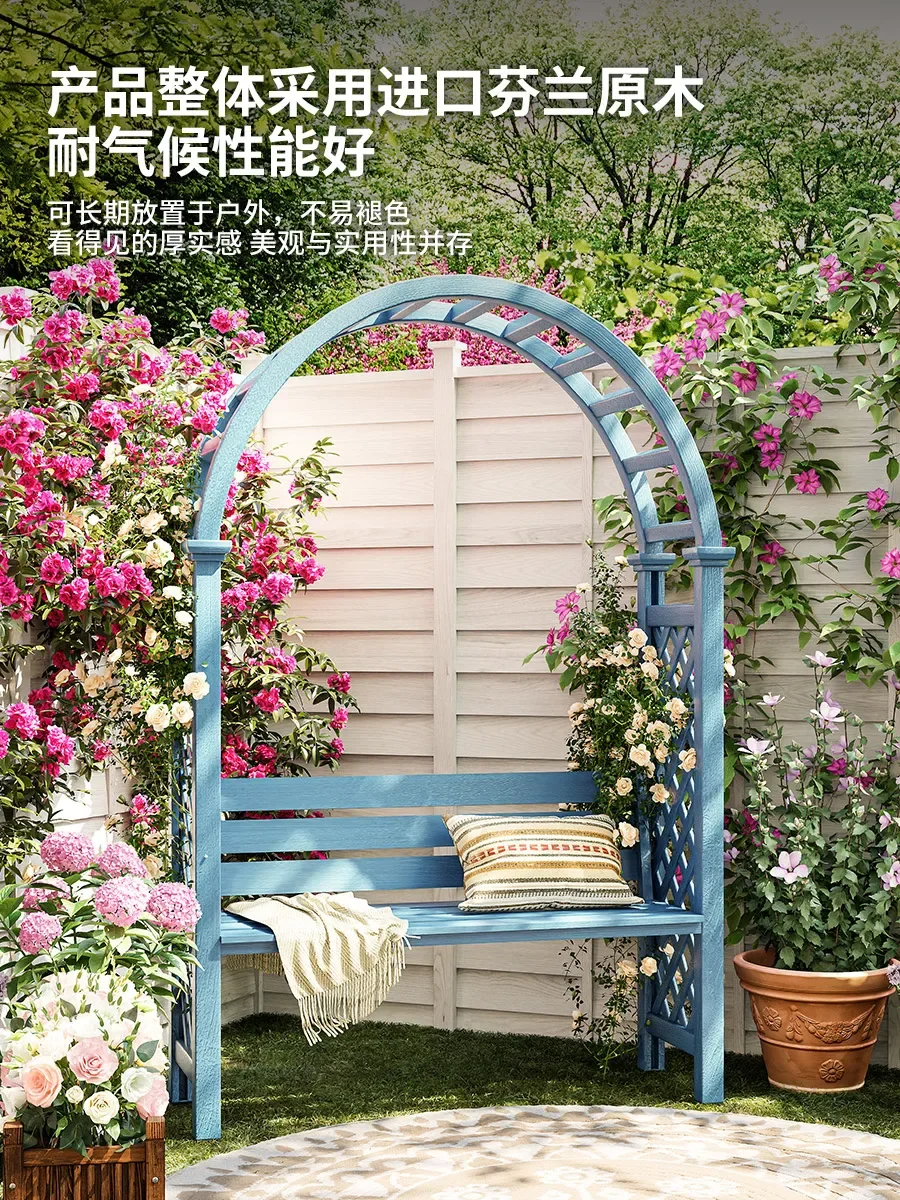 Outdoor Preservative Wood Arch Climbing Vine Flower Stand Villa Garden Seat Courtyard Small Gazebo Outdoor Balcony Grape Stand